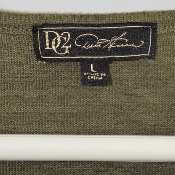 DG2 Diane Gilman Brushed Jersey Knit Green Peplum Top Womens Size L - Picture 3 of 13